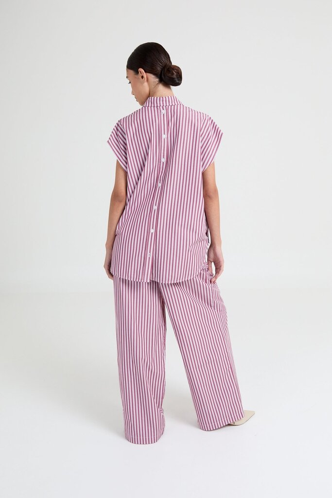 Liv The Label Alba Shirt - Pink/Burgundy Stripes