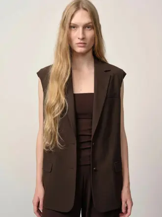 Birgitte Herskind Cohen Sleeveless Blazer - Coffee Brown