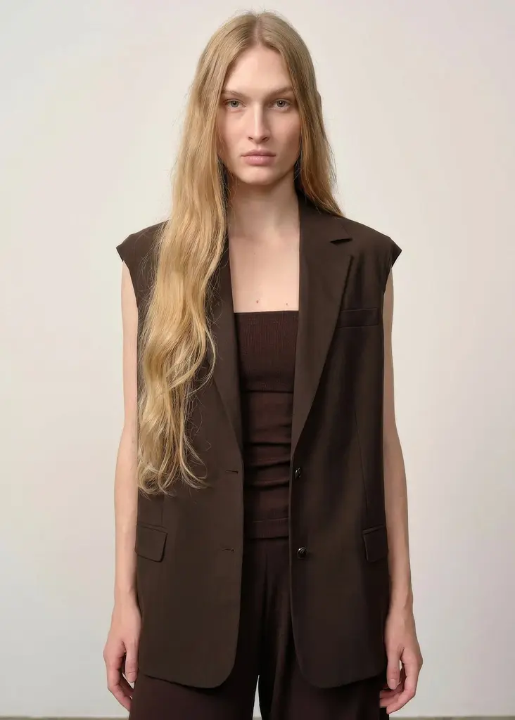 Birgitte Herskind Cohen Sleeveless Blazer - Coffee Brown
