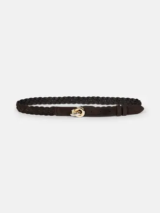Âme Antwerp Lively-B Belt - Dark Brown Braided Suede