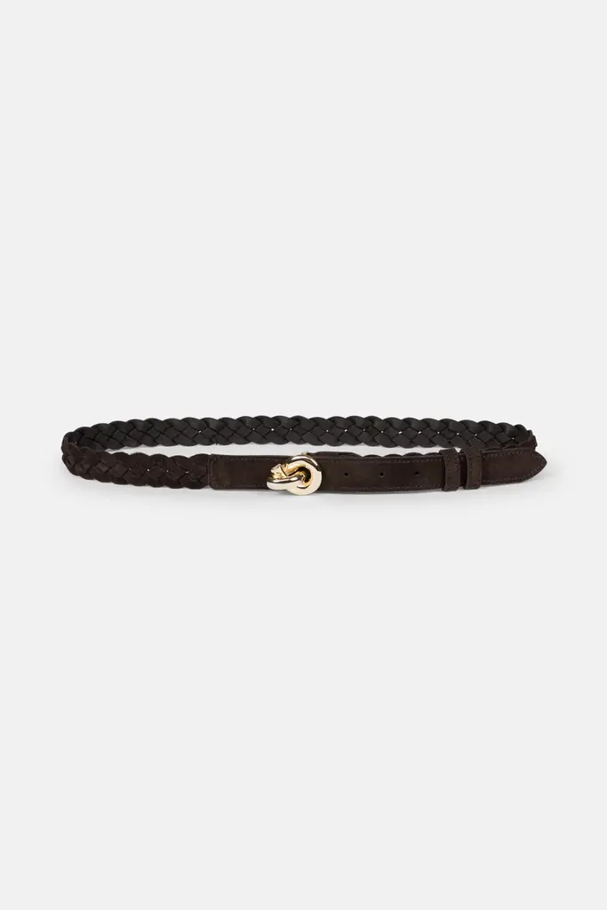 Âme Antwerp Lively-B Belt - Dark Brown Braided Suede