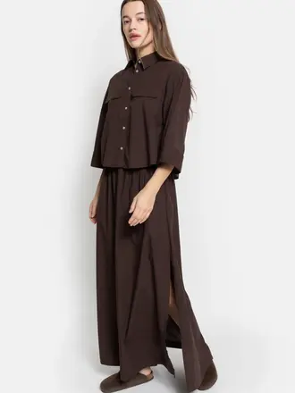 Âme Antwerp Kilt skirt - Brown poplin