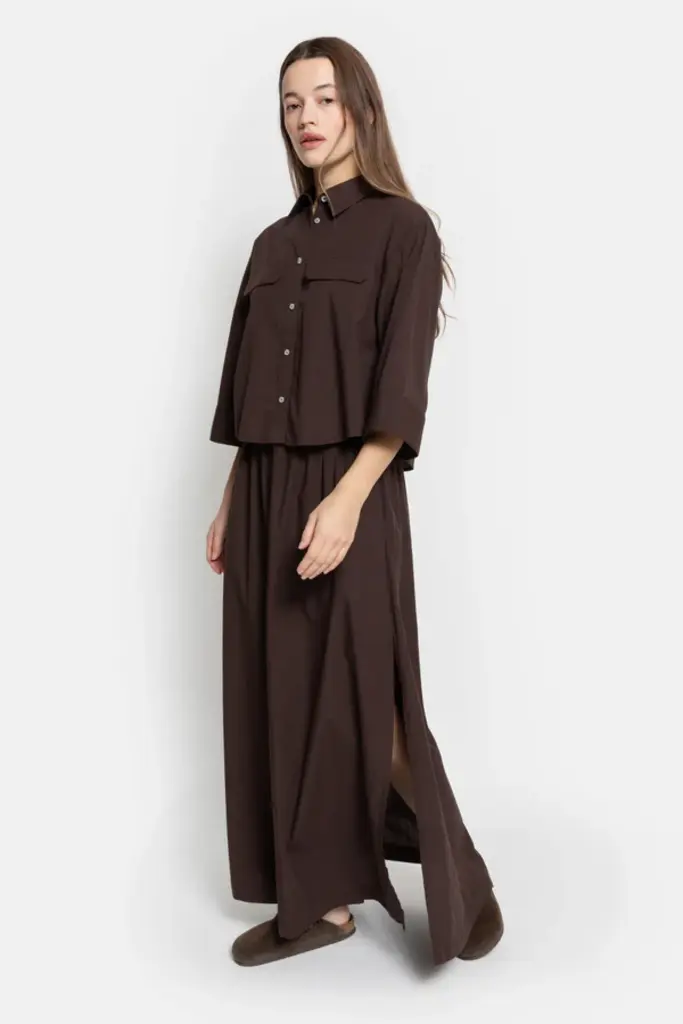 Âme Antwerp Kilt skirt - Brown poplin