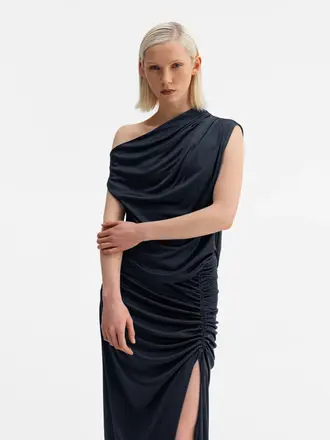 Ahlvar Gallery Maya Jersey Skirt - Blue Grey