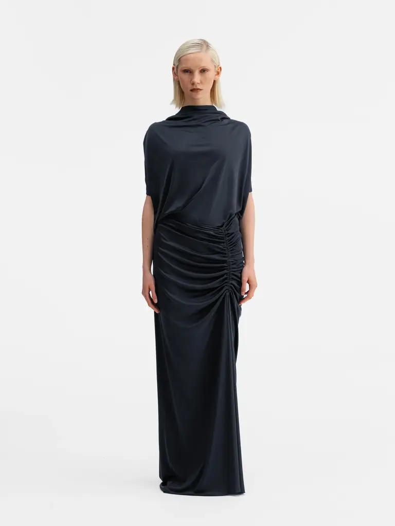 Ahlvar Gallery Maya Jersey Skirt - Blue Grey