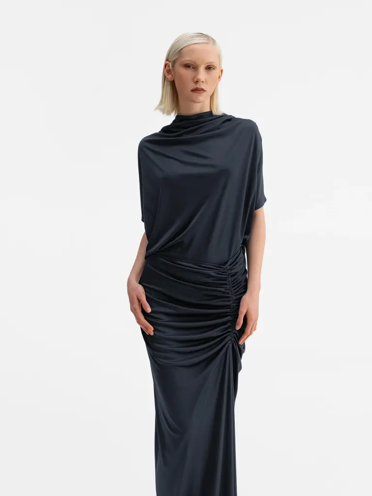 Ahlvar Gallery Maya Jersey Skirt - Blue Grey