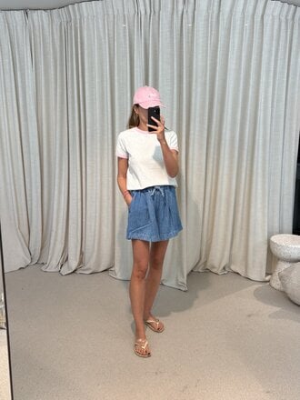 NOTED Donni T-shirt - Light Grey/Pink