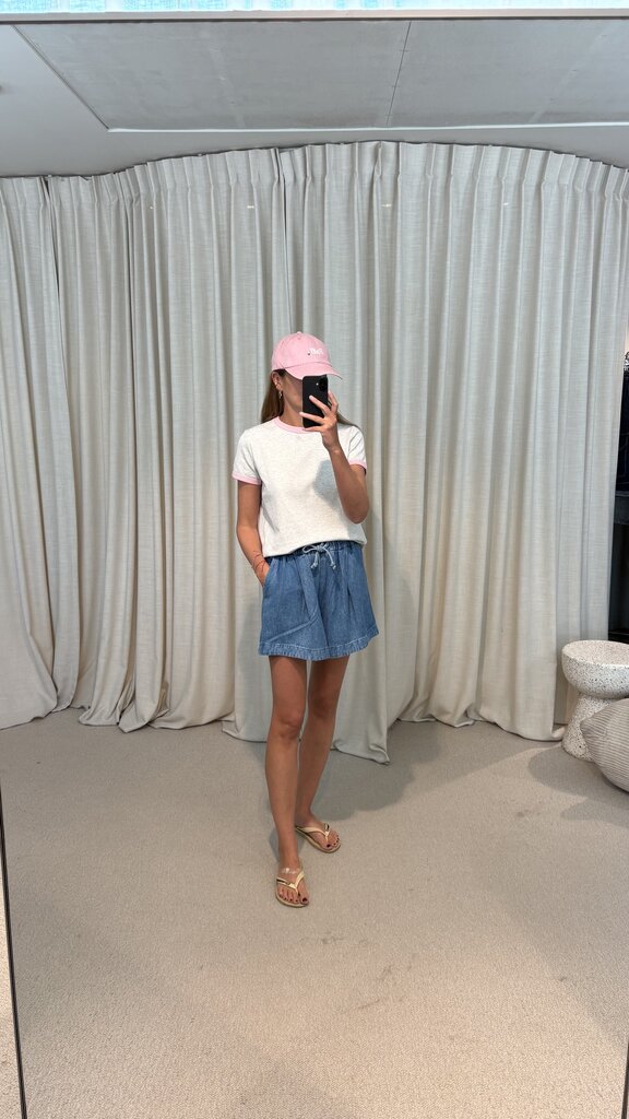 NOTED Donni T-shirt - Light Grey/Pink
