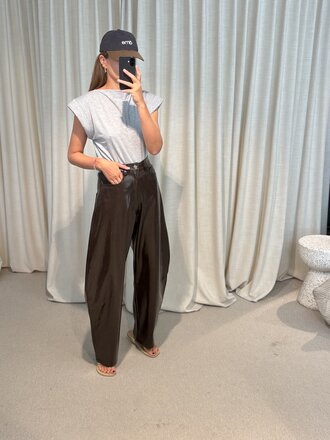 Rhune Grace balloon pants vegan leather - Brown