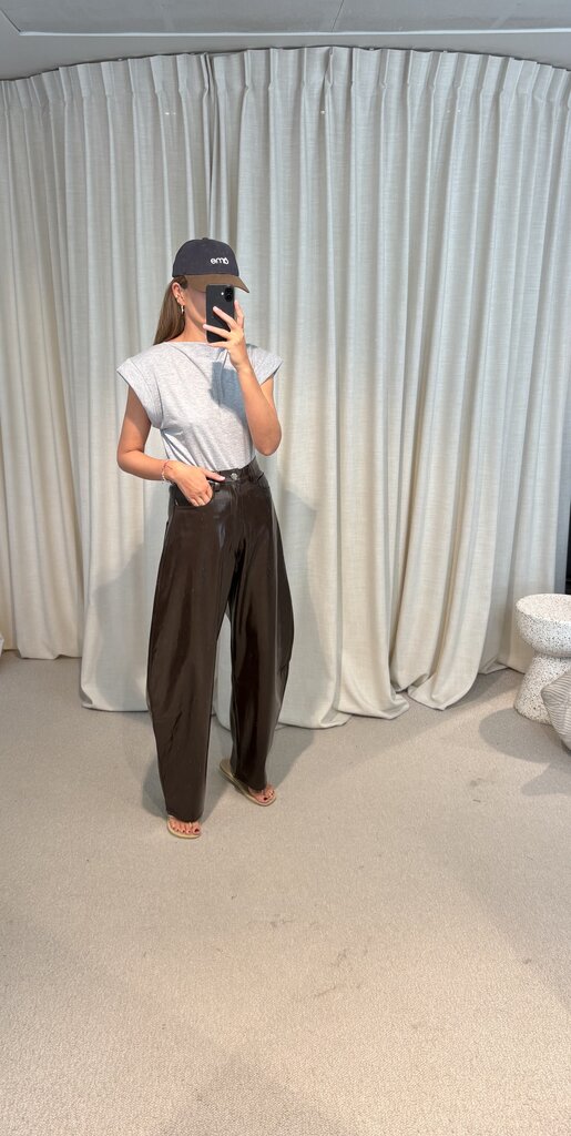 Rhune Grace balloon pants vegan leather - Brown