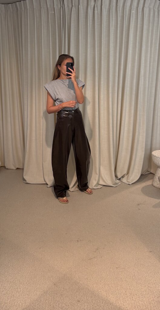 Rhune Grace balloon pants vegan leather - Brown