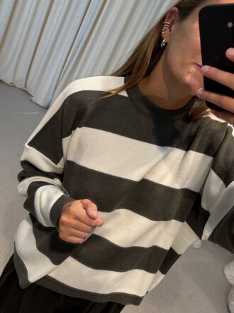 Oti Chloé Knit - Khaki/Ecru Striped