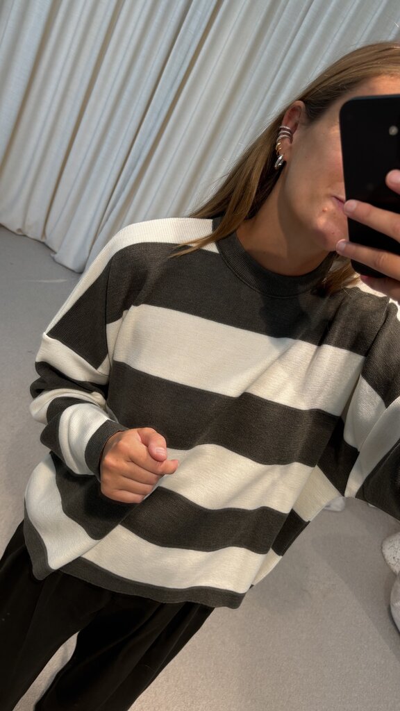 Oti Chloé Knit - Khaki/Ecru Striped