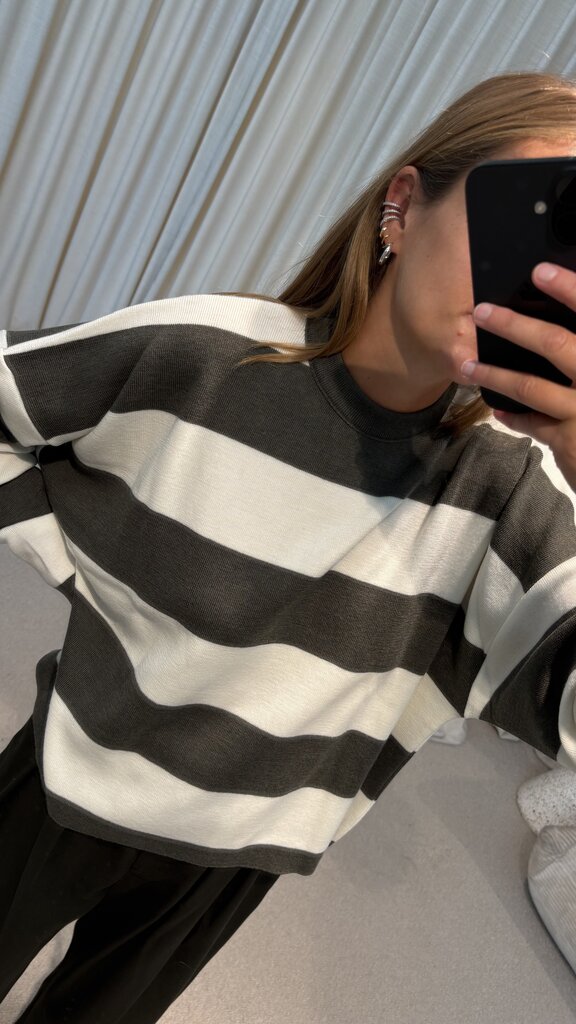 Oti Chloé Knit - Khaki/Ecru Striped