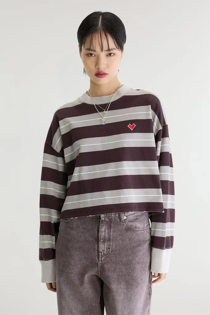 Bellerose Franto T-shirt - Stripe A brown/ grey
