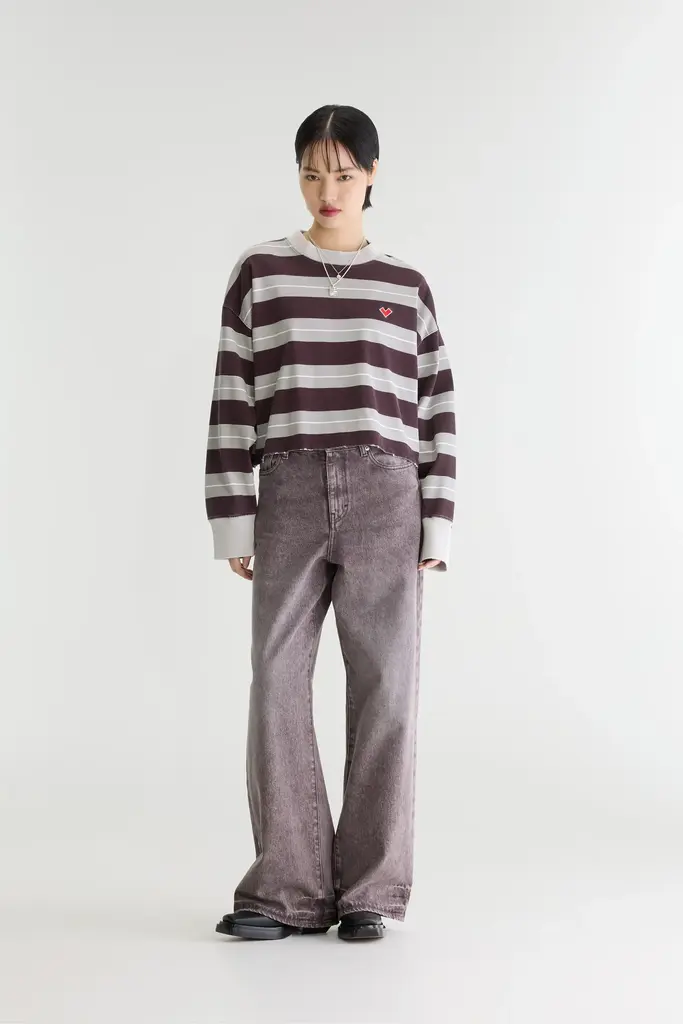 Bellerose Franto T-shirt - Stripe A brown/ grey