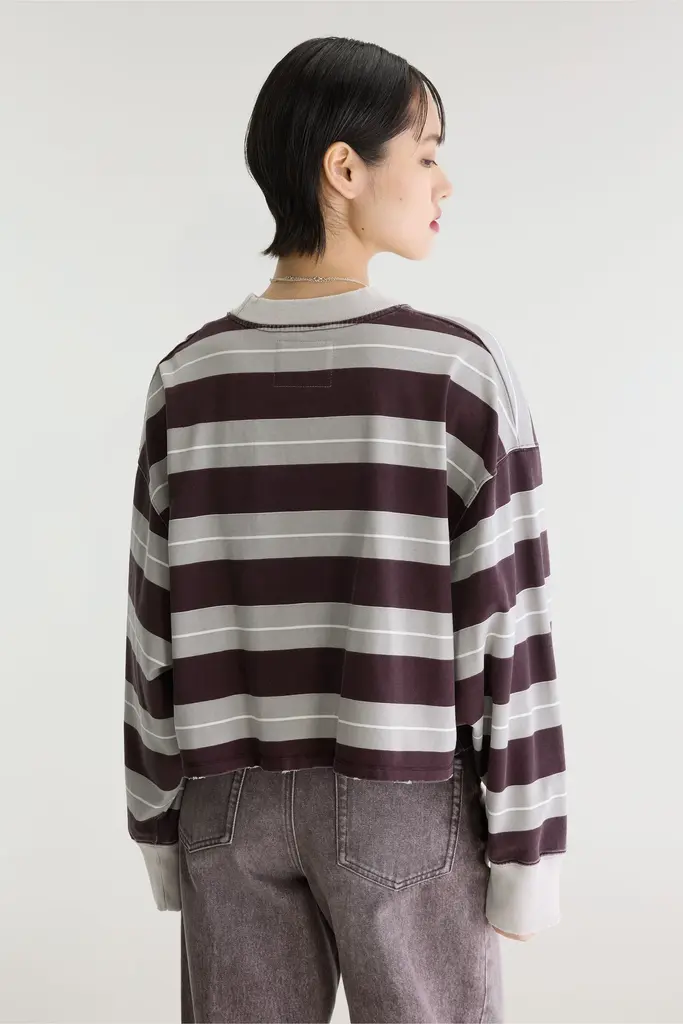 Bellerose Franto T-shirt - Stripe A brown/ grey