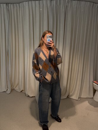 Rae Argyle Cardigan - Grey Check