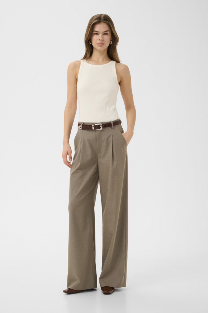 Gestuz Paula Wide Pants - Dark Timberwolf Melange