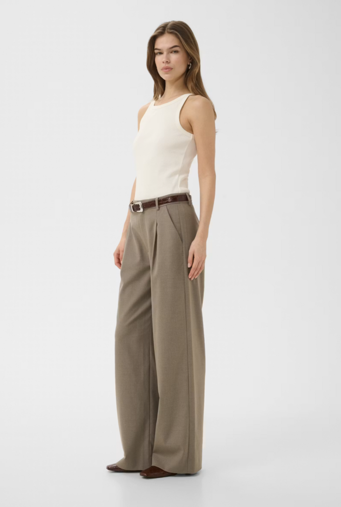Gestuz Paula Wide Pants - Dark Timberwolf Melange