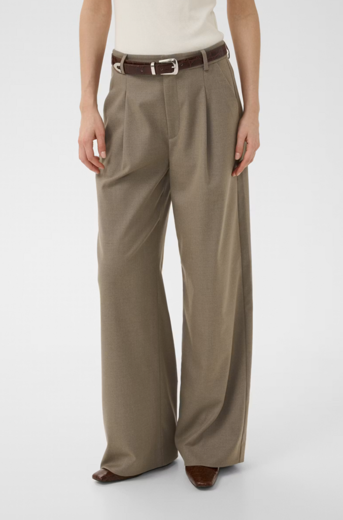 Gestuz Paula Wide Pants - Dark Timberwolf Melange