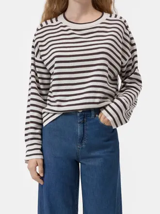 Closed Striped Crew Neck - Mahagony Brown