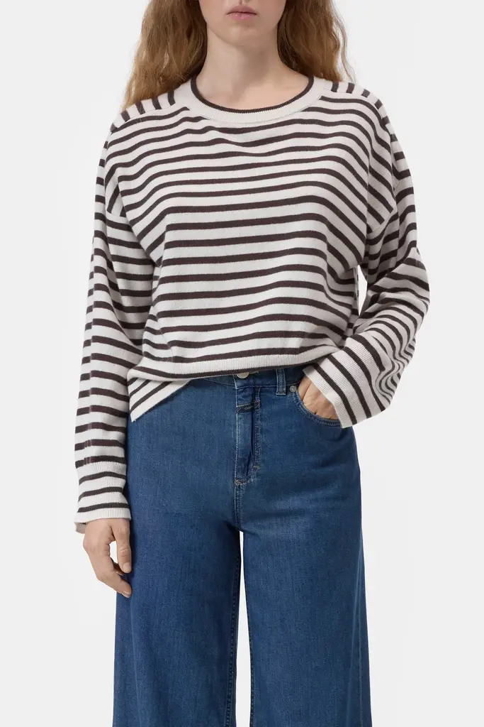 Closed Striped Crew Neck - Mahagony Brown