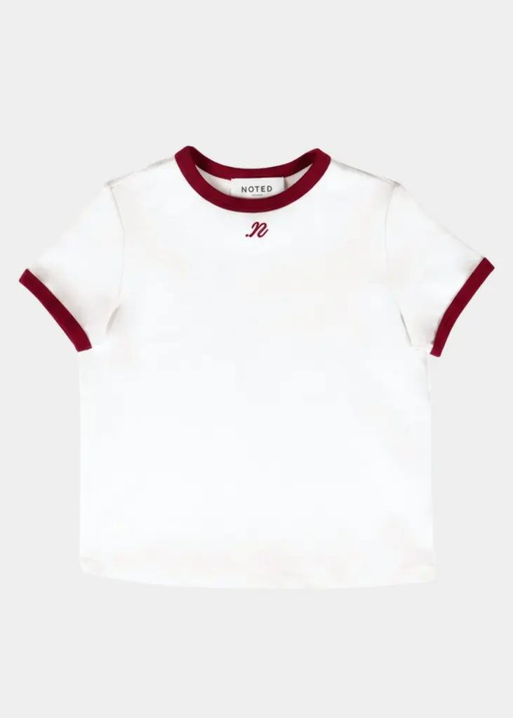 NOTED Donni T-shirt - White/Burgundy