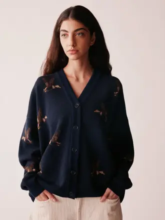 JOHNY Lia Cardigan - Navy With Ducks