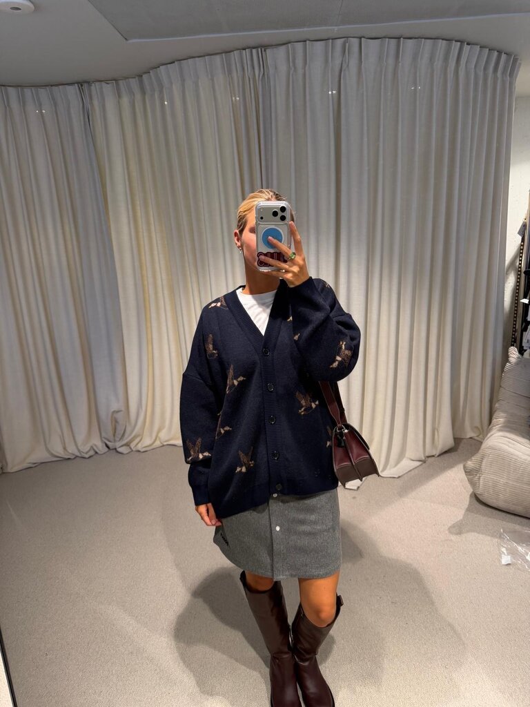 JOHNY Lia Cardigan - Navy With Ducks
