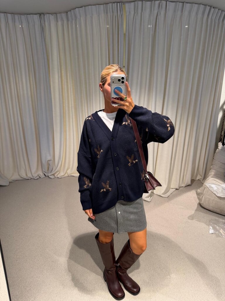 JOHNY Lia Cardigan - Navy With Ducks