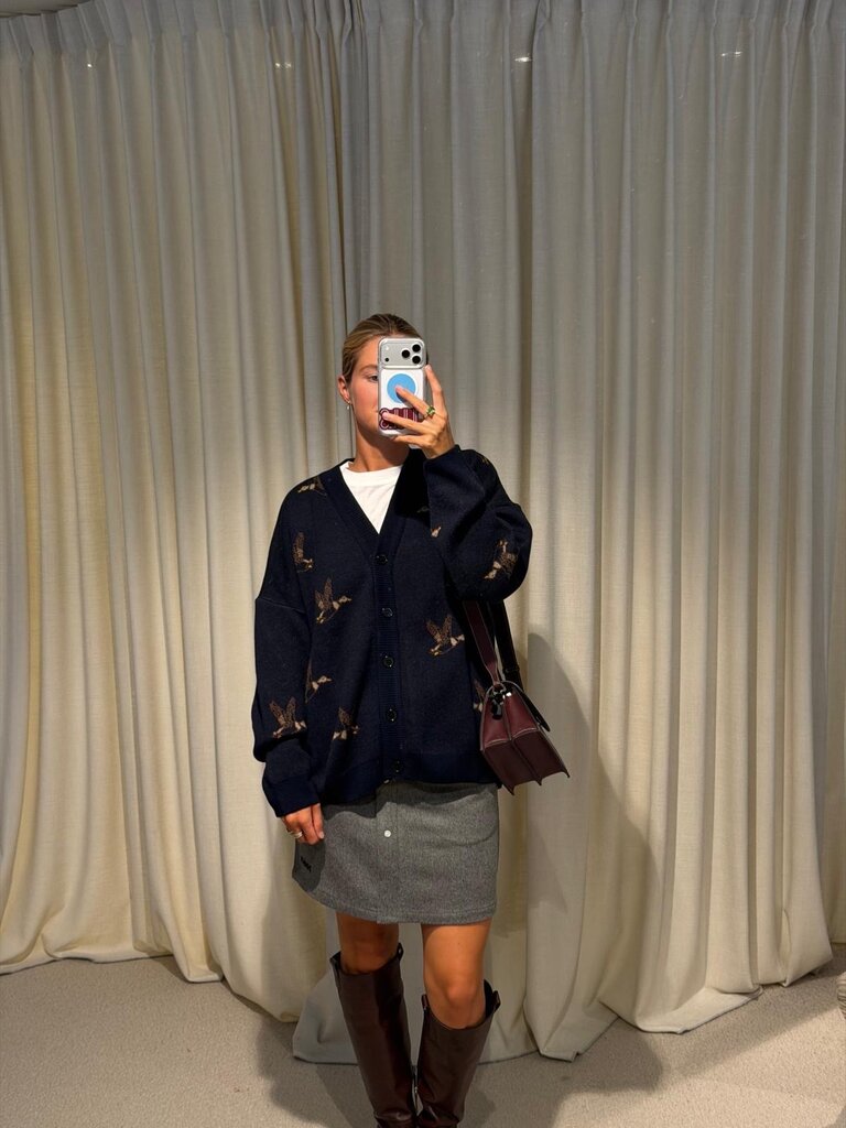 JOHNY Lia Cardigan - Navy With Ducks