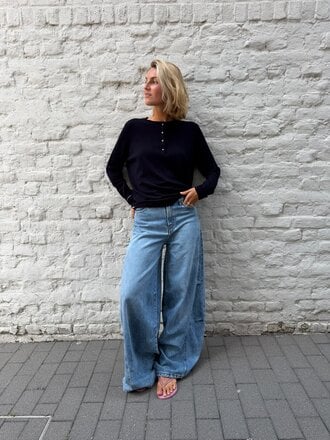 Anne-mi Pine Ls Blouse - Dark Navy