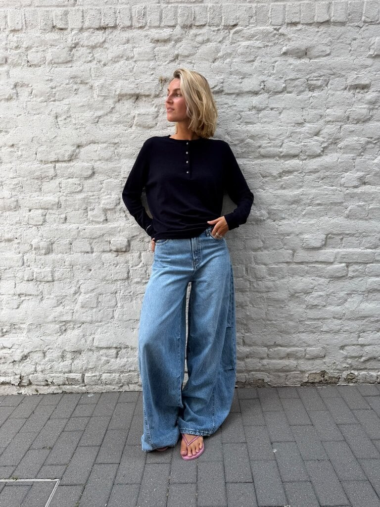 Anne-mi Pine Ls Blouse - Dark Navy