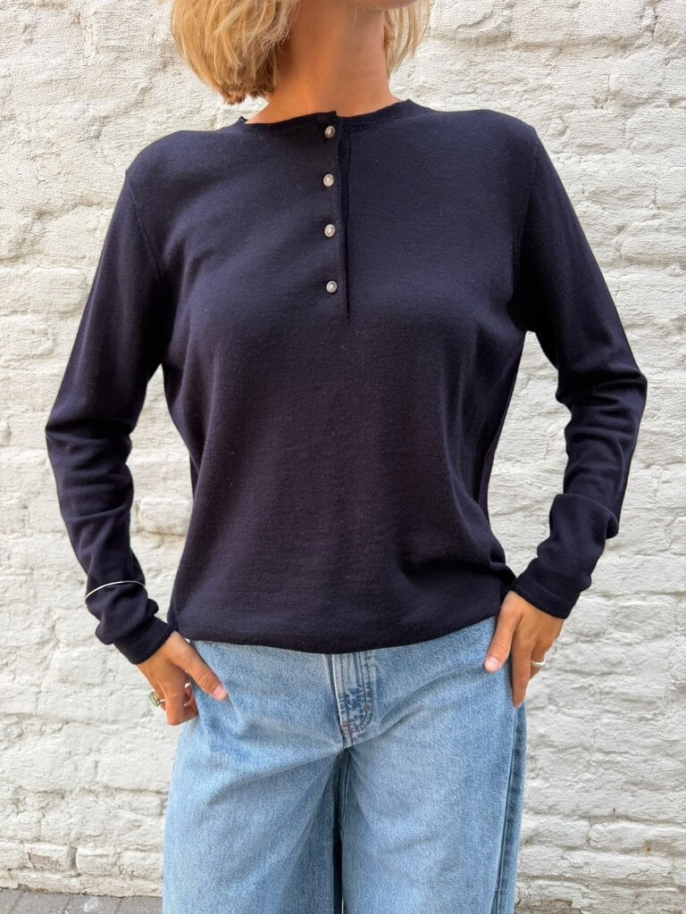 Anne-mi Pine Ls Blouse - Dark Navy