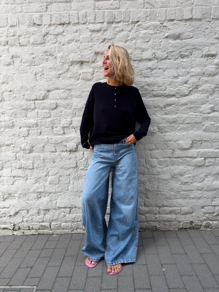 Anne-mi Pine Ls Blouse - Dark Navy