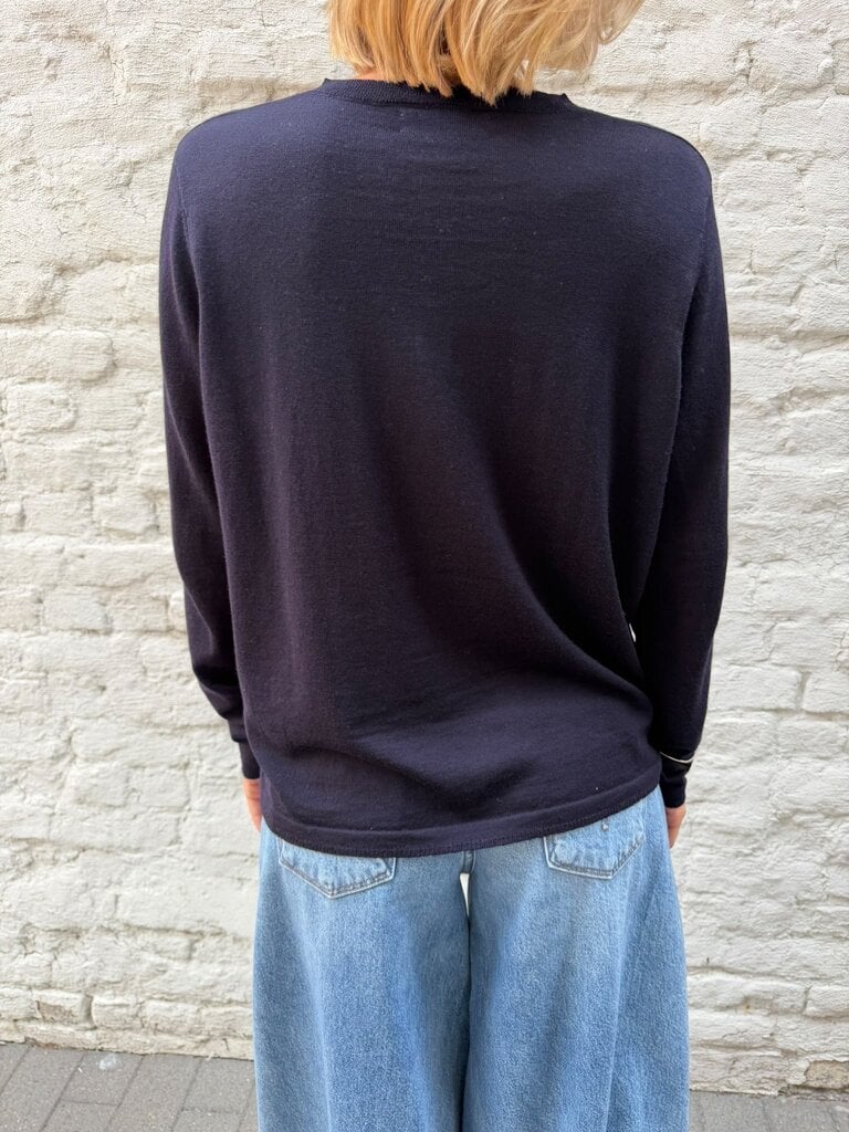 Anne-mi Pine Ls Blouse - Dark Navy