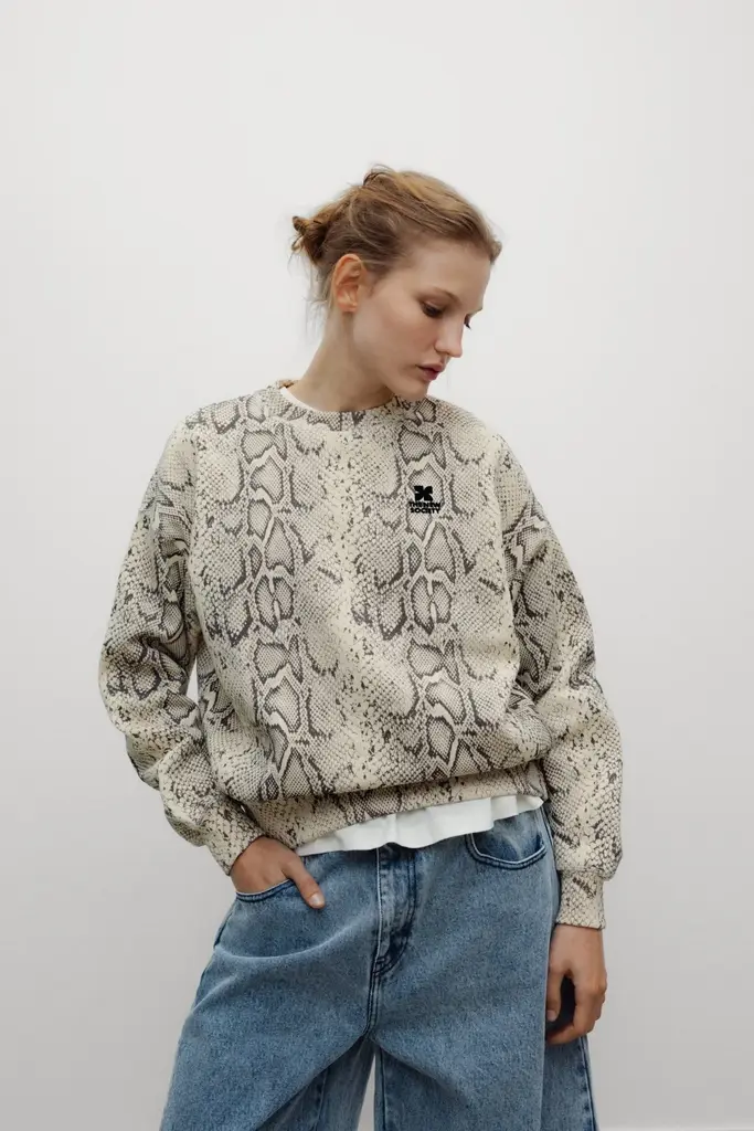 The New Society TNS Logo Sweater - Snake Print