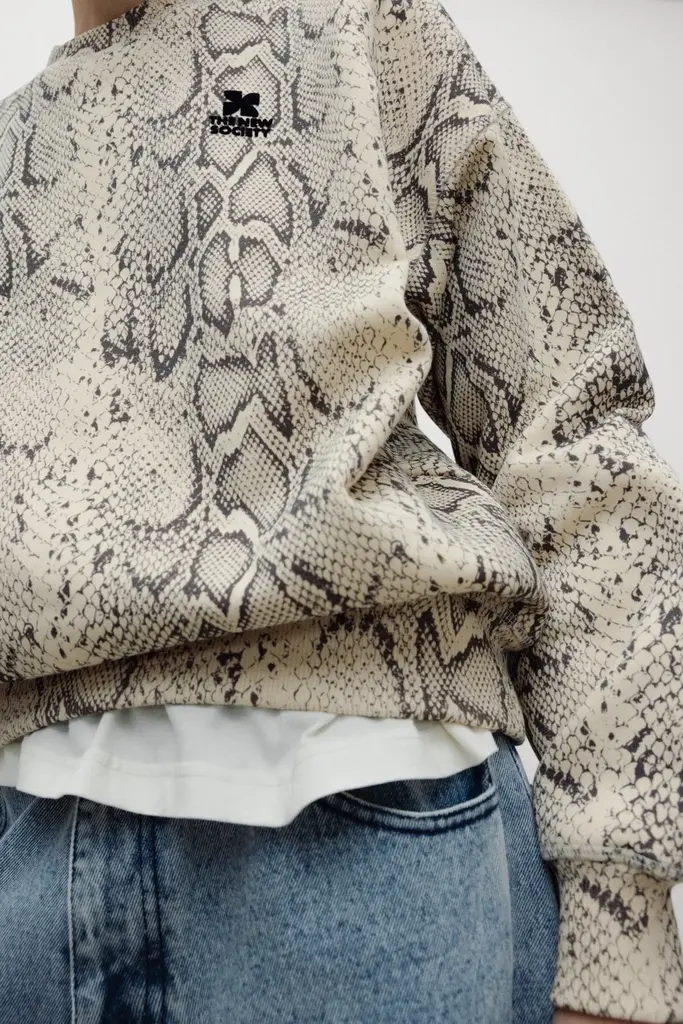 The New Society TNS Logo Sweater - Snake Print