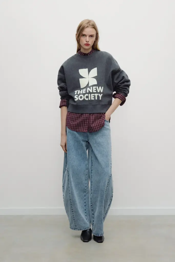 The New Society TNS Logo Sweatshirt - Dark Grey Melange