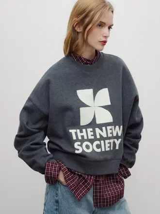 The New Society TNS Logo Sweatshirt - Dark Grey Melange