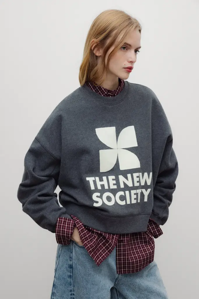 The New Society TNS Logo Sweatshirt - Dark Grey Melange