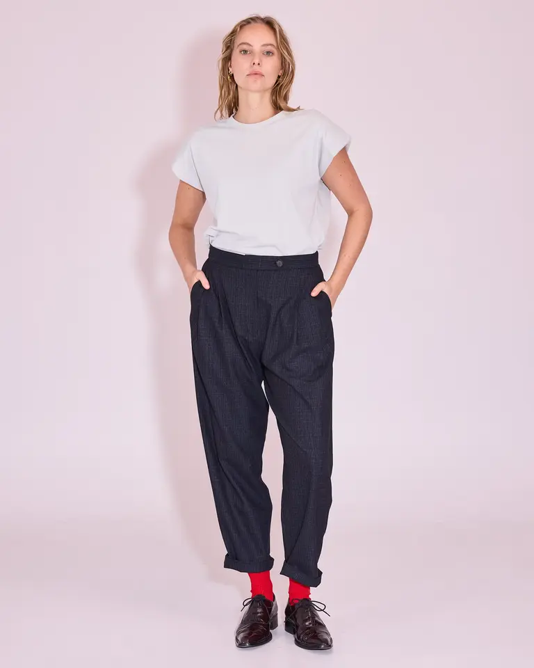 Nathalie Vleeschouwer Jérome Pants - Navy/Multi Checks