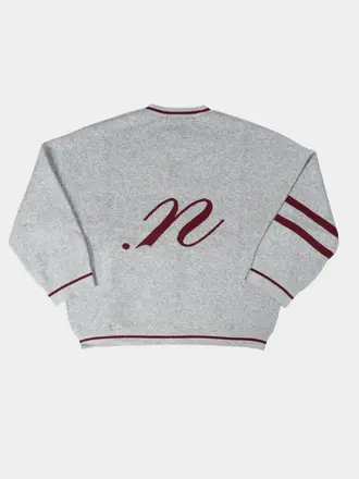 NOTED Benny Cardigan - Light Grey/Burgundy