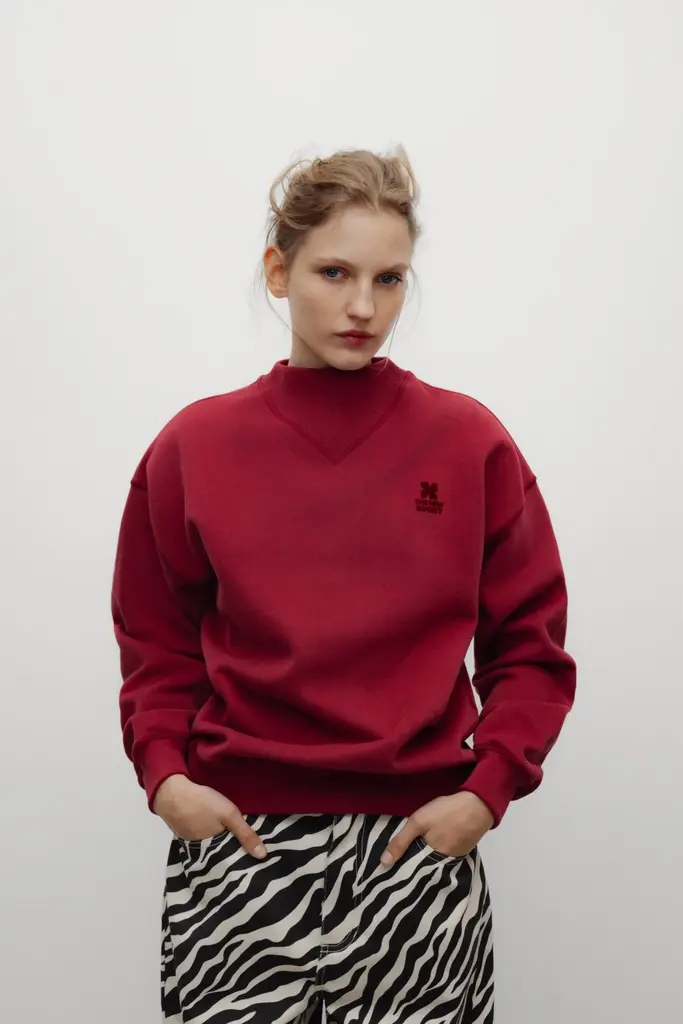 The New Society TNS Logo Rib Collar Sweatshirt - Rumba Red
