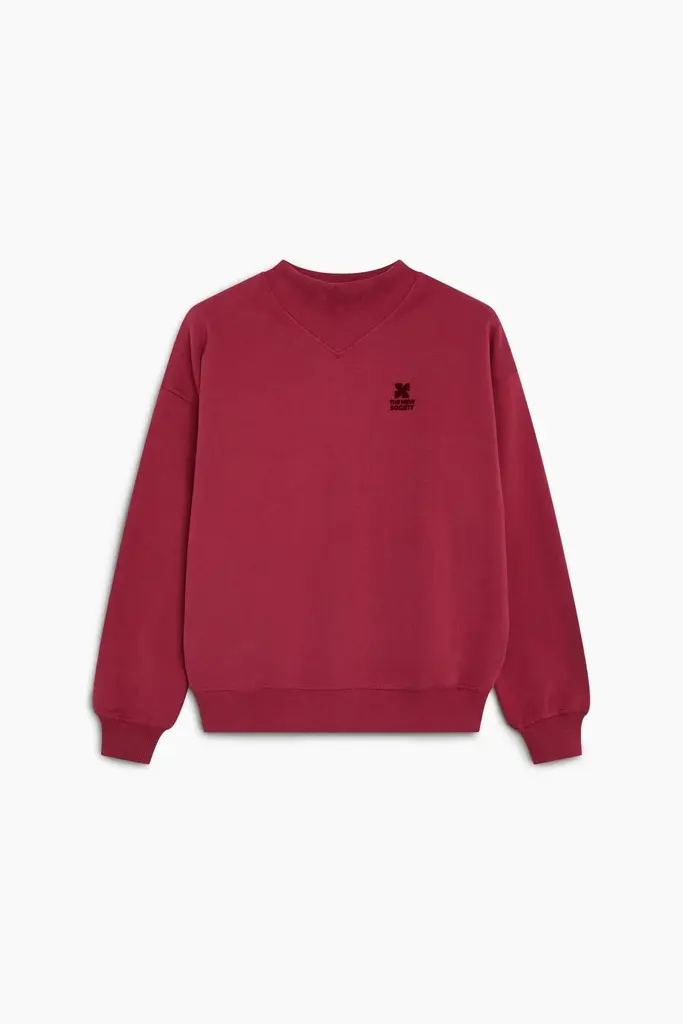 The New Society TNS Logo Rib Collar Sweatshirt - Rumba Red