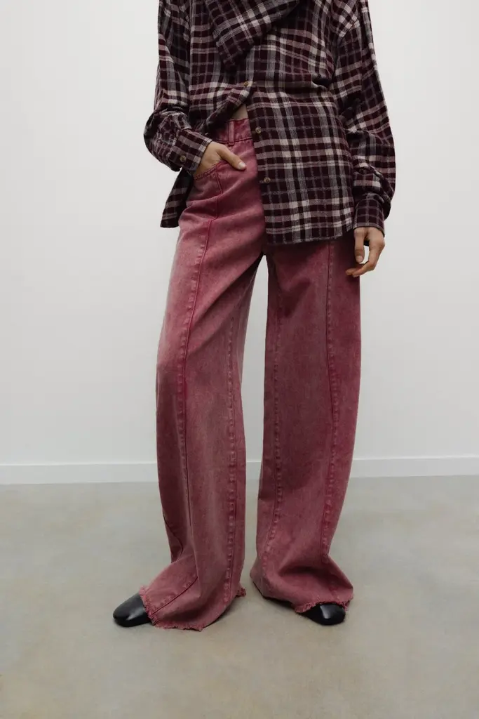 The New Society TNS Wide Leg Denim - Rumba Red