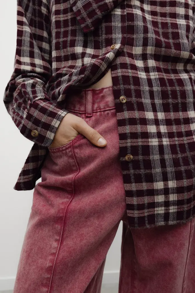 The New Society TNS Wide Leg Denim - Rumba Red