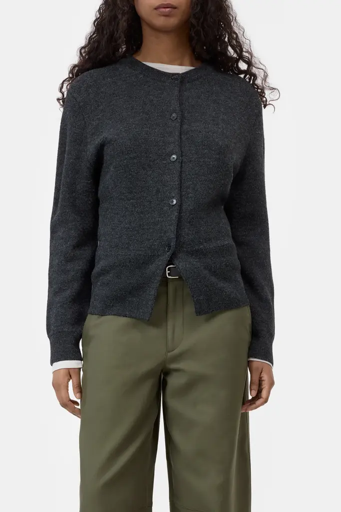 Closed Crew Neck Cardigan - Black Melange