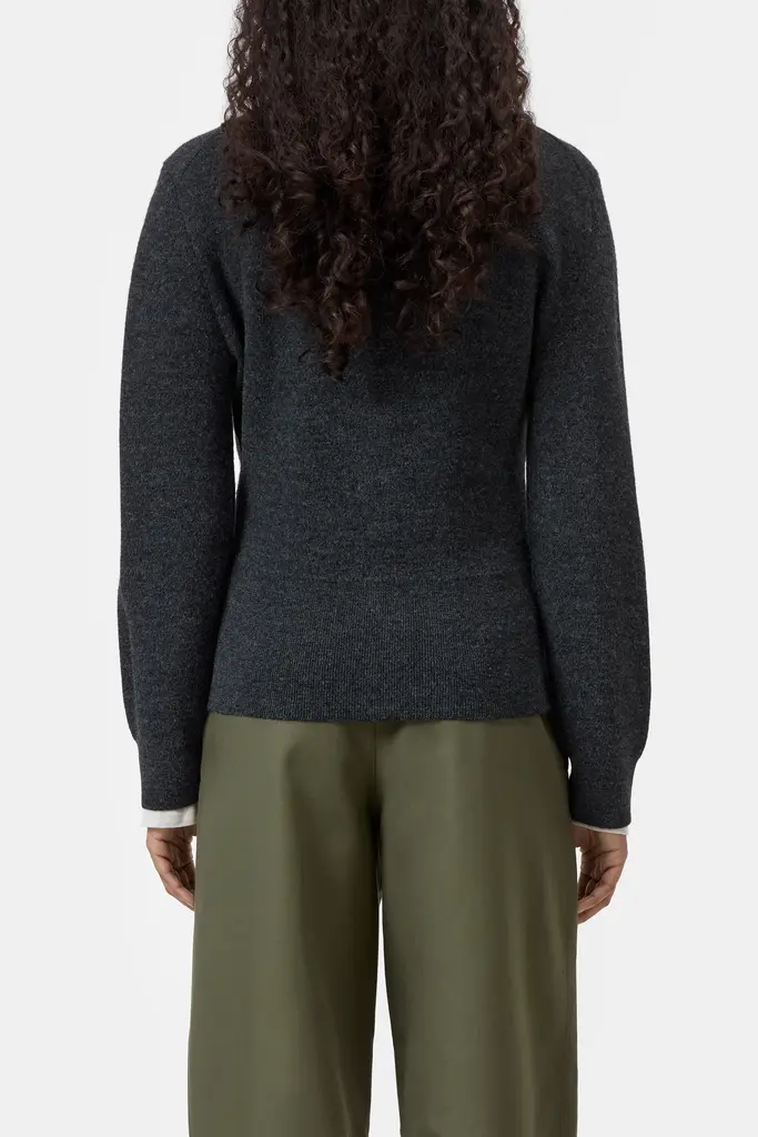 Closed Crew Neck Cardigan - Black Melange